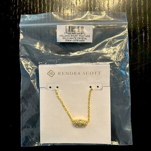 Holland Gold Short Pendant Necklace, Gold/White Crystal - NWT